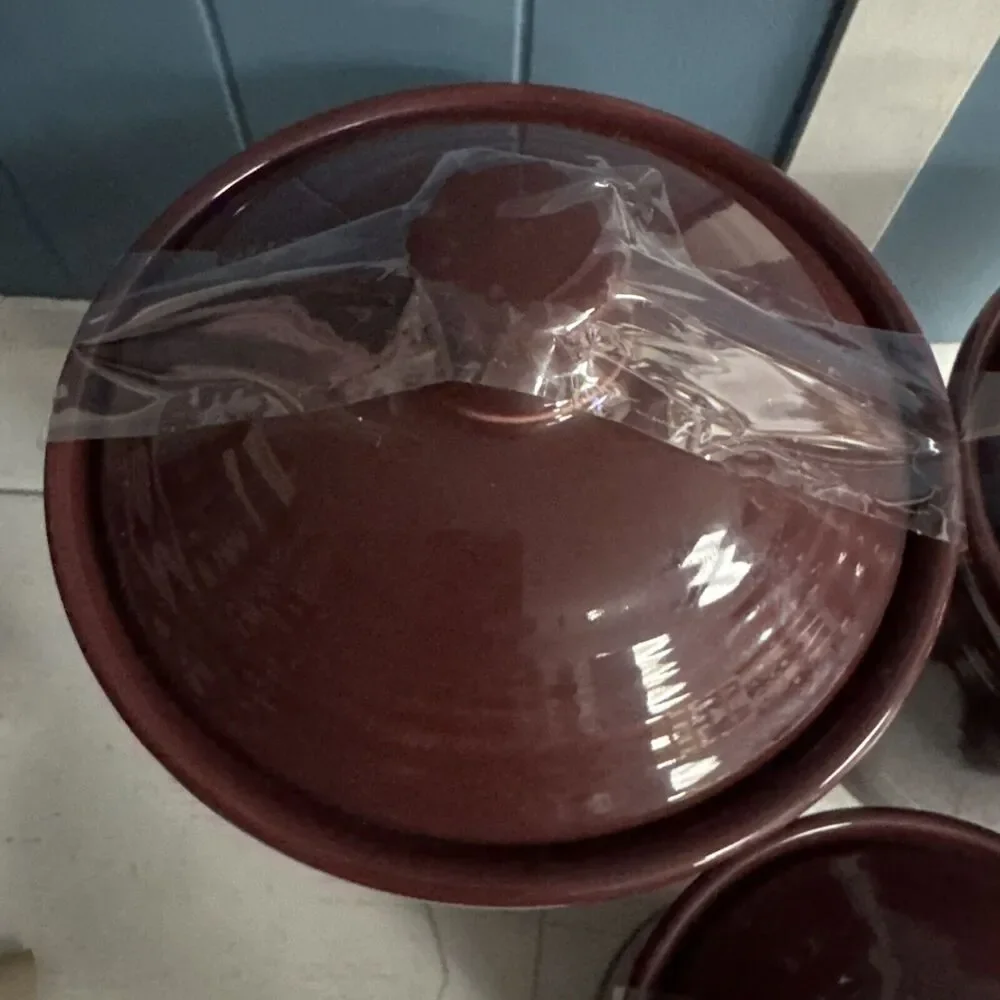 Set Of 3 Fiesta‎ Ware Canister Cinnabar Retired EUC Ceramic Burgundy Fiesta Ware